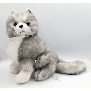 Dan Dee SOFT EXPRESSIONS Grey/White Persian Cat Kitty Plush Stuffed Animal 12”